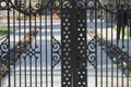 Church gate and flowers in the back