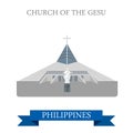 Church of Gesu Manila Philippines vector flat attraction travel