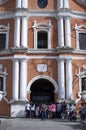 Church goers flock cathedral exterior due to overcrowding and lack of space