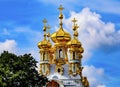 Church with golden domes of the Catherine Palace in Tsarskoe Selo, Russia Royalty Free Stock Photo