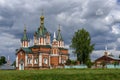 Church with golden domes and crosses in the medieval Kremlin of Kolomna in Russia. The Golden Ring of Russia Royalty Free Stock Photo