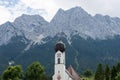 Church at Grainau village under Zugspitze