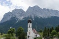 Church at Grainau village under Zugspitze