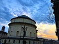 The church of Gran Madre di Dio, sunset and colours in Turi city, Italy
