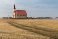 Church and graveyard in remote grassland on the Snaefellsnes peninsula Royalty Free Stock Photo