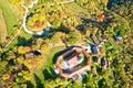 Church on the hill in village of Lobor aerial view Royalty Free Stock Photo