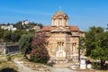 Church of Holy Apostles in Ancient Agora, Athens, Greece. Scenic view of monument of Byzantine culture in Athens center in summer Royalty Free Stock Photo