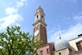 Church of the Holy Apostles of Christ in Gothic-Renaissance style in Venice in spring flowering time.