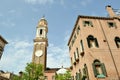 Church of the Holy Apostles of Christ in Gothic-Renaissance style in Venice in spring flowering time.