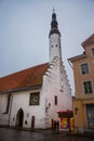 Church of the Holy Spirit in the old town in Tallinn, Estonia, Eastern Europe. Old clock on the building Royalty Free Stock Photo