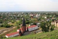 Church of the Holy Trinity on the background of the view of Tobolsk in Russia on a summer day