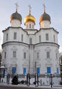 Church in honor of Kazan Icon of Mother of God 1698 in Uzkoe estate in winter Royalty Free Stock Photo