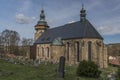 Church in Horni Slavkov town in spring time