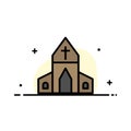 Church, House, Easter, Cross  Business Flat Line Filled Icon Vector Banner Template Royalty Free Stock Photo