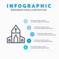 Church, House, Easter, Cross Line icon with 5 steps presentation infographics Background Royalty Free Stock Photo