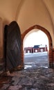 Church house from gate of Gammelstad church in winter in Sweden