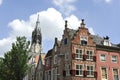 Church and houses in Delft Royalty Free Stock Photo