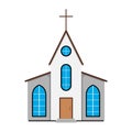 Church icon. Easter label on white Background. Cartoon style. Vector Illustration