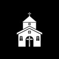 Church icon flat illustration for graphic and web design isolated on black background Royalty Free Stock Photo