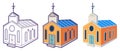 Church icon. Hand drawn illustration of christian church icon for web design