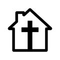 Church icon. House icon with christian cross symbol. Vector illustration