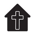 Church icon. House icon with christian cross symbol. Vector illustration