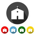 Church Icon with Long Shadow Royalty Free Stock Photo