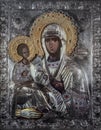Church icon of Mother of God Mary and child Jesus Christ Royalty Free Stock Photo