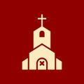 Church icon, Religion building, christian, christianity temple icon with cancel sign. Church icon and close, delete, remove symbol