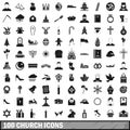 100 church icons set, simple style Royalty Free Stock Photo