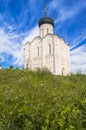 Church of the Intercession of the Holy Virgin on the Nerl River on the bright summer day. Royalty Free Stock Photo