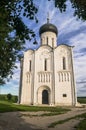 Church of the Intercession of the Holy Virgin on the Nerl River on the bright summer day. Royalty Free Stock Photo