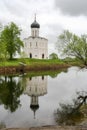 Suzdal, Vladimir Oblast/ Russia- May 13th, 2012: The Church of the Intercession of the Holy Virgin on the Nerl River Royalty Free Stock Photo