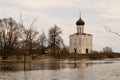 The Church of the Intercession of the Holy Virgin on the Nerl River. Spring landscape.