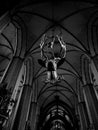 Church interior. Artistic look in black and white. Royalty Free Stock Photo