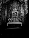 Church interior. Artistic look in black and white. Royalty Free Stock Photo