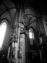 Church interior. Artistic look in black and white. Royalty Free Stock Photo