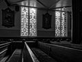 Church interior, black and white Royalty Free Stock Photo