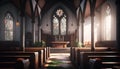 Church interior. 3d render illustration. High resolution image gallery.