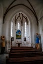 Church interior, Neo-Gothic chapel, Ruins of Horni Hrad, renaissance or neo-renaissance fragments, ancient chateau, arched windows