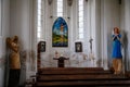 Church interior, Neo-Gothic chapel, Ruins of Horni Hrad, renaissance or neo-renaissance fragments, ancient chateau, arched windows