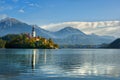 Church on the island of Lake Bled Royalty Free Stock Photo