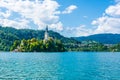 Church on the island of Lake Bled, Slovenia Royalty Free Stock Photo