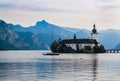 Church on island on the lake Traunsee in the Austrian Alps Royalty Free Stock Photo