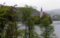 Church on island in the middle of Bled lake, Slovenia. Royalty Free Stock Photo