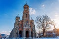 The church at Jeonju Hanok village in winter, Korea. Royalty Free Stock Photo