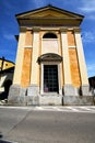 church in the jerago old closed brick tower sidewalk italy