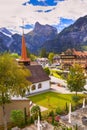 Church in Kandersteg, mountains, Switzerland