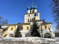 The Church of Kazan Icon of the Mother of God in Kolomenskoye Park in winter. Nagatinsky zaton district. The city of Moscow