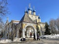 Moscow, Russia, March, 19, 2023. The Church of Kazan Icon of the Mother of God in Kolomenskoye Park in winter